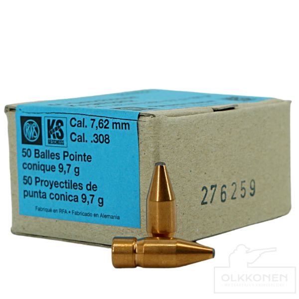 RWS Luoti KS 7,62mm .308 Dia 9,7g 150gr 50kpl / rs