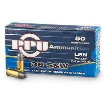 PPU .38 S&W LRN 9,4g pistoolin patruuna  50kpl/rs 