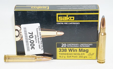 Sako .338 Win Mag 16,2g Twinhead Nosler 450F 20kpl/rs                                                         