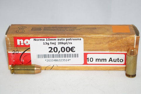 Norma 10mm auto patruuna 13g fmj  20kpl/rs                                                                    
