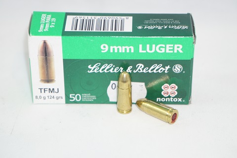 Sellier & Bellot 9mm Luger TFMJ 8,0g NonTox patruuna 50kpl/rs                                                 