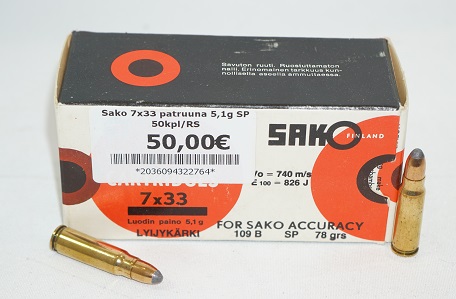 Sako 7x33 patruuna 5,1g SP  50kpl/RS                                                                          