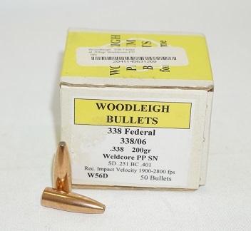 Woodleigh .338 Federal 200gr Weldcore PP SN                                                                   