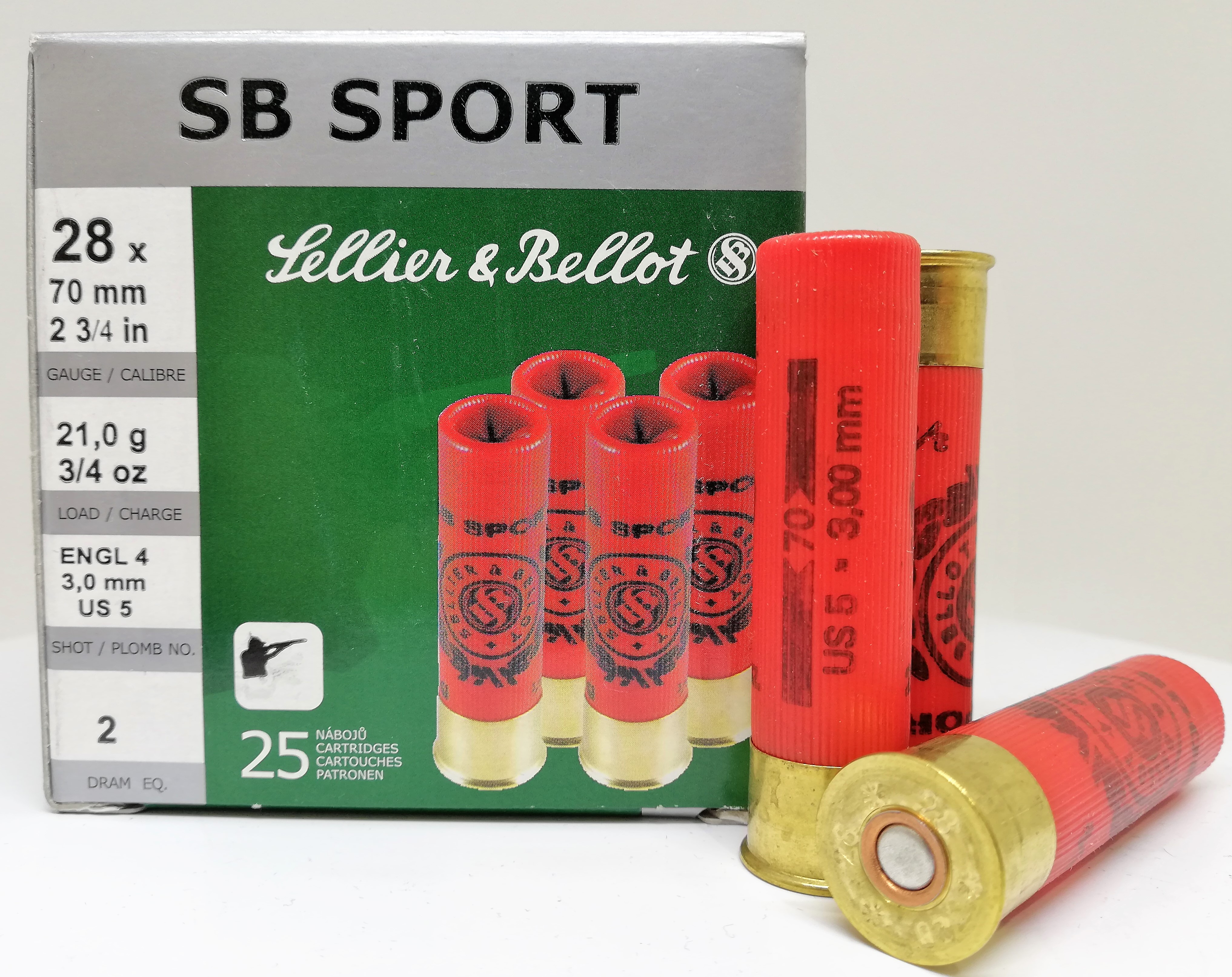 Sellier & Bellot 28/70 Sport patruuna 3,0mm 21,0g 25 kpl/rs                                                            