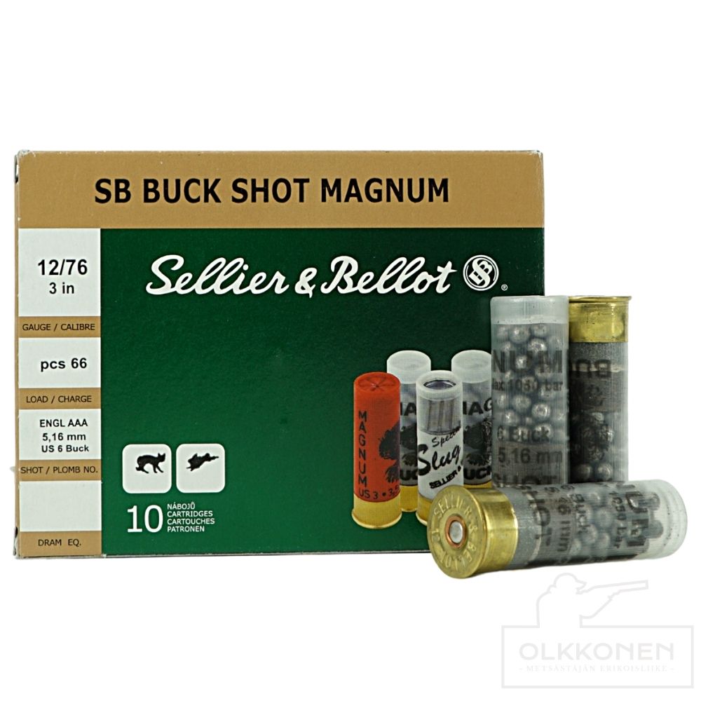 Sellier & Bellot Buck Shot  Magnum 12/76 5,16mm 10 kpl/rs                                                             