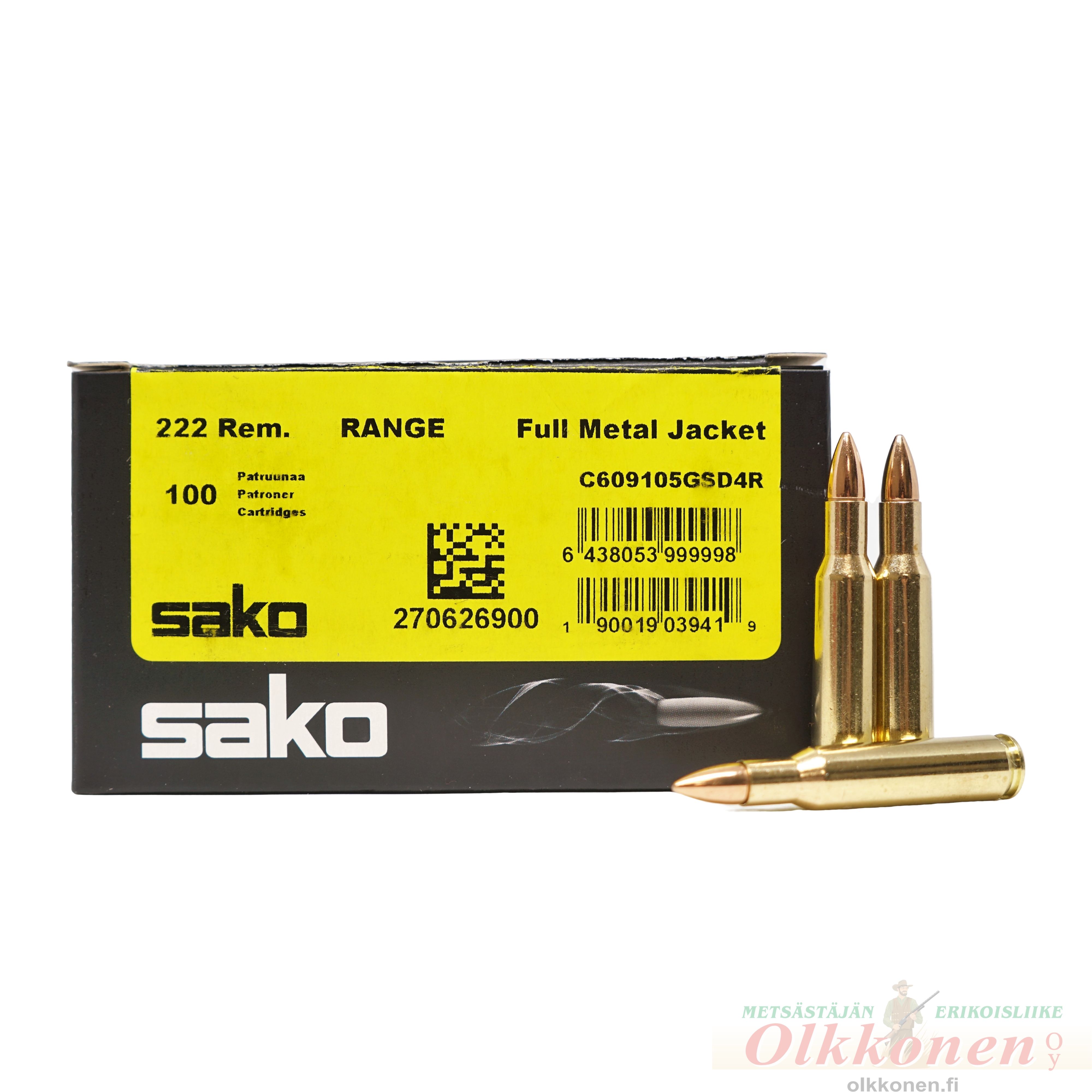 Sako Range .222 Rem  FMJ  patr. 105G 3,2g 100 kpl/rs