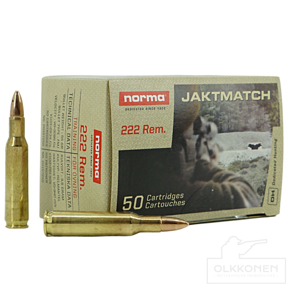 Norma .222 Rem Jaktmatch 3,6g Fmj 50 kpl/rs