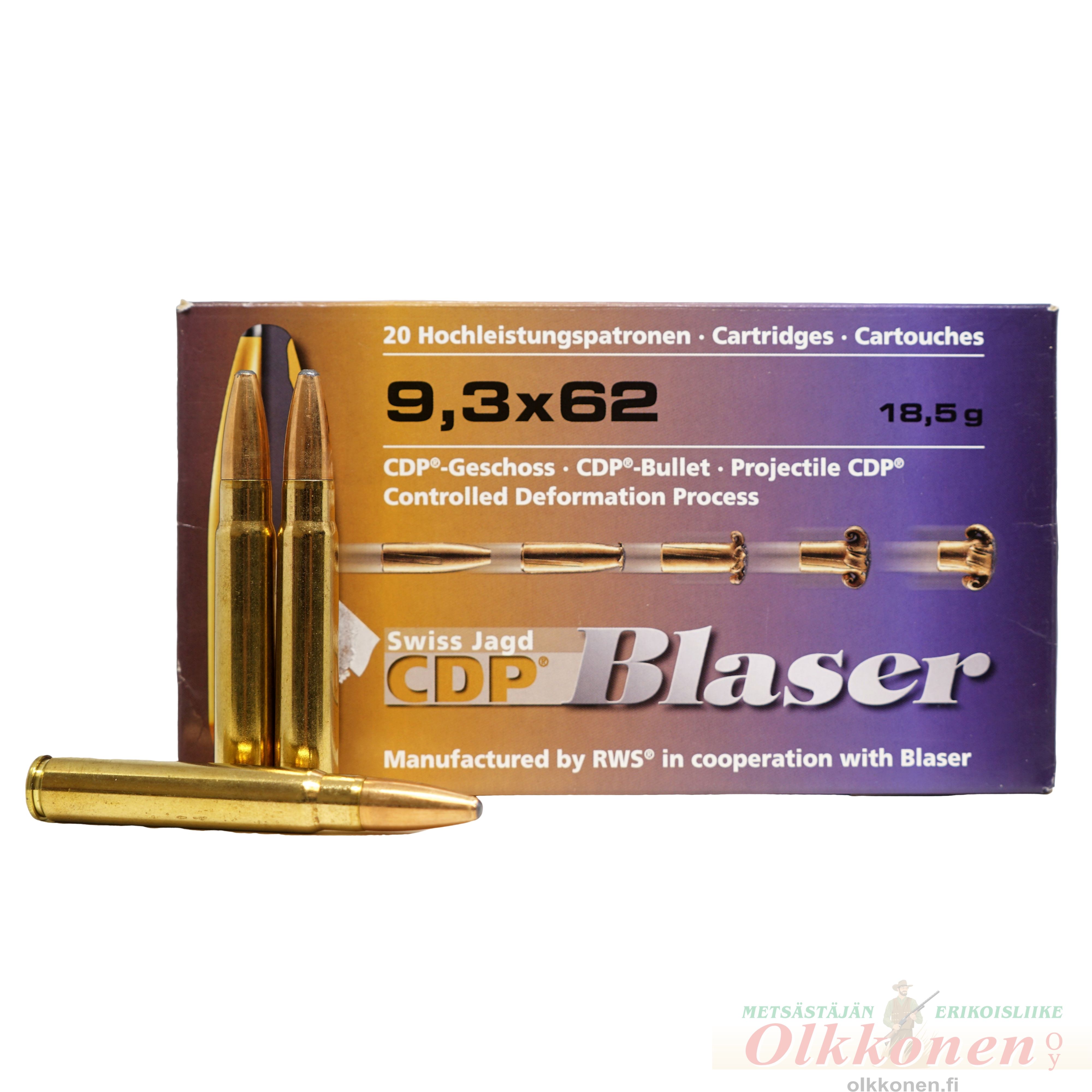 Blaser 9,3x62 CDP-Luoti 18,5g   Suur-riistapatruuna                                                           