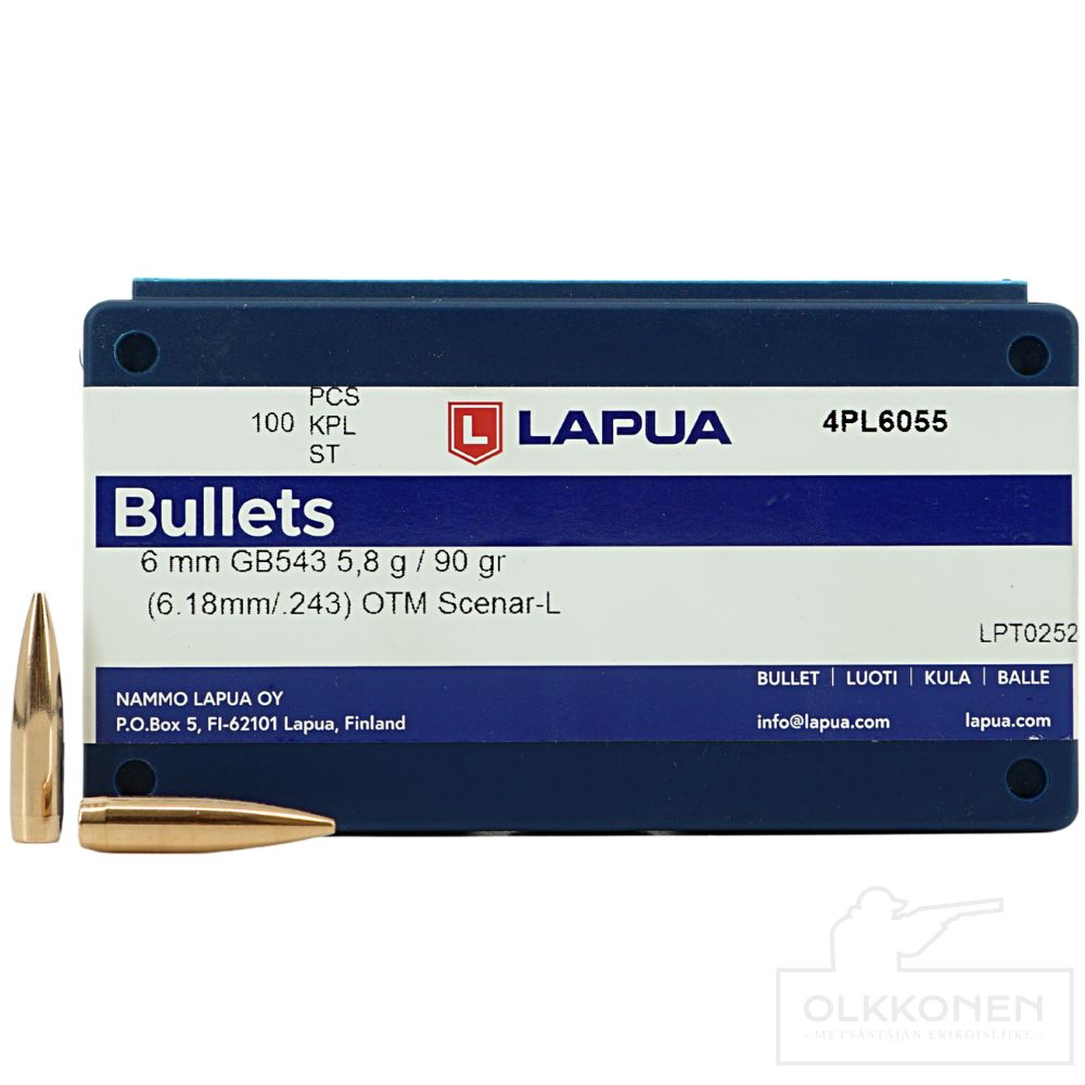 Lapua 6 mm Scenar-L  5,8g luoti  GB543  100kpl/rs