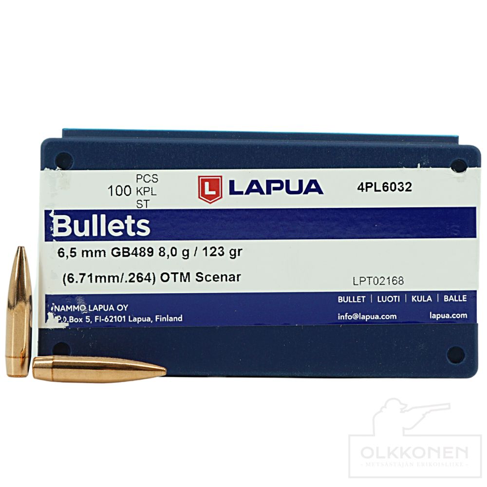 Lapua 6,5mm Scenar OTM 8g GB489 luoti 100 kpl/rs