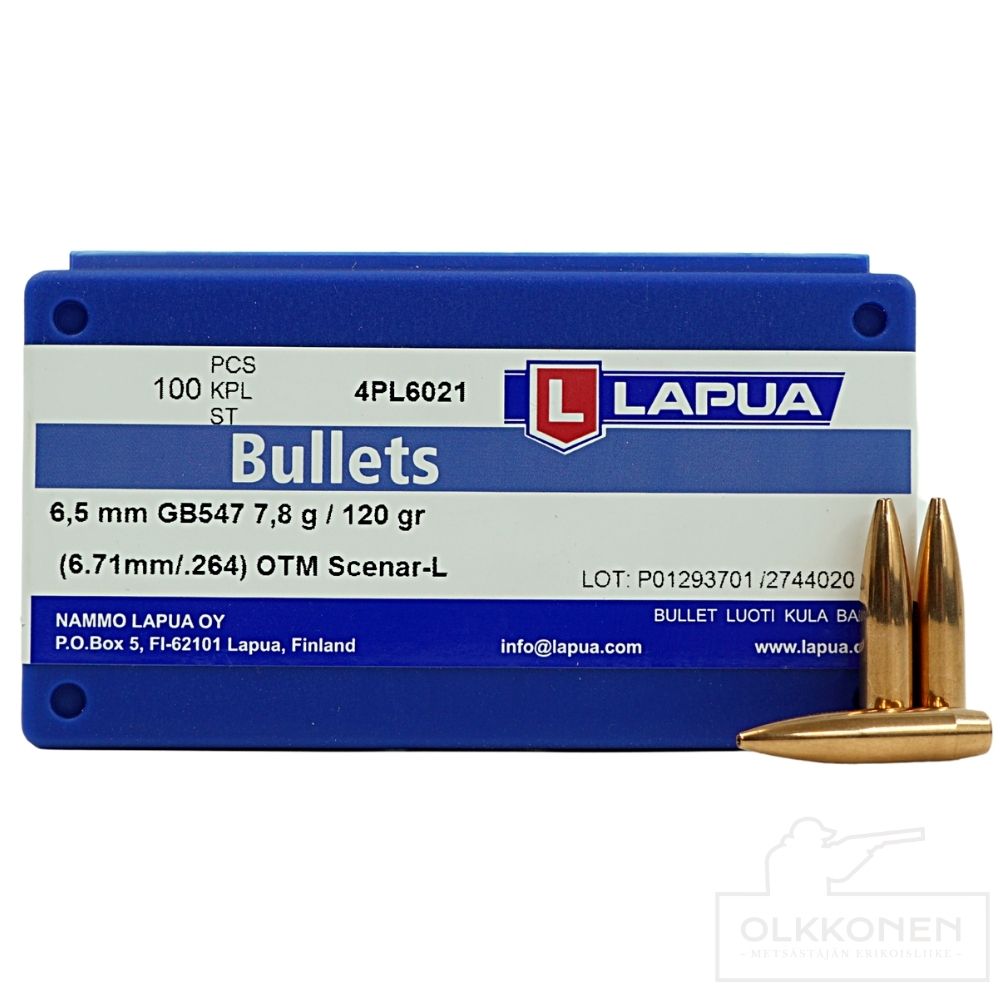 Lapua 6,5mm Scenar 7,8 g GB547 -luoti 100 kpl/rs