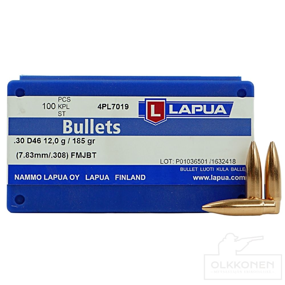 Lapua .30 FMJBT 12 g D46 luoti 100 kpl/rs