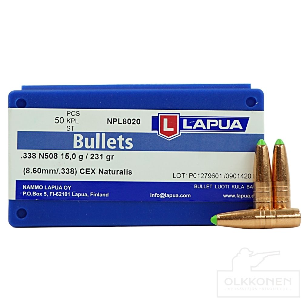 Lapua Naturalis .338 luoti N508 LR 15,0g 