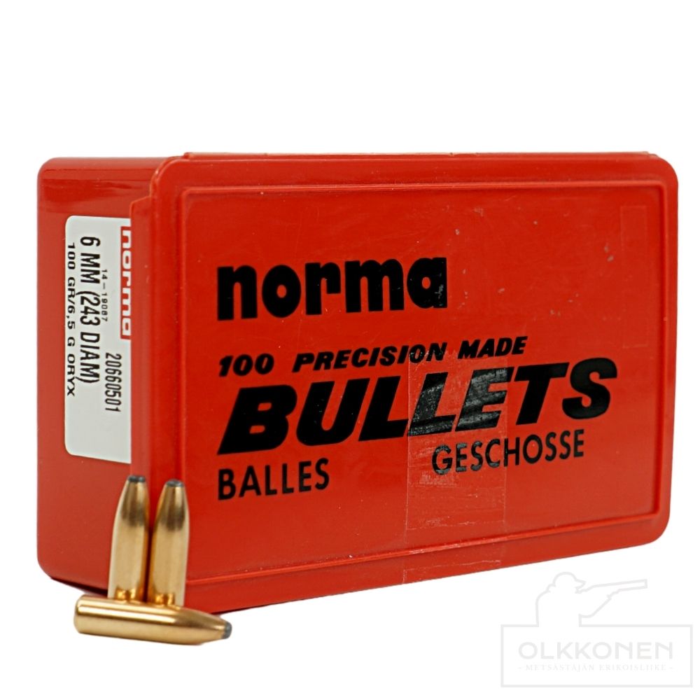 Norma 6 mm Oryx luoti .243  6,5g / 100 kpl 