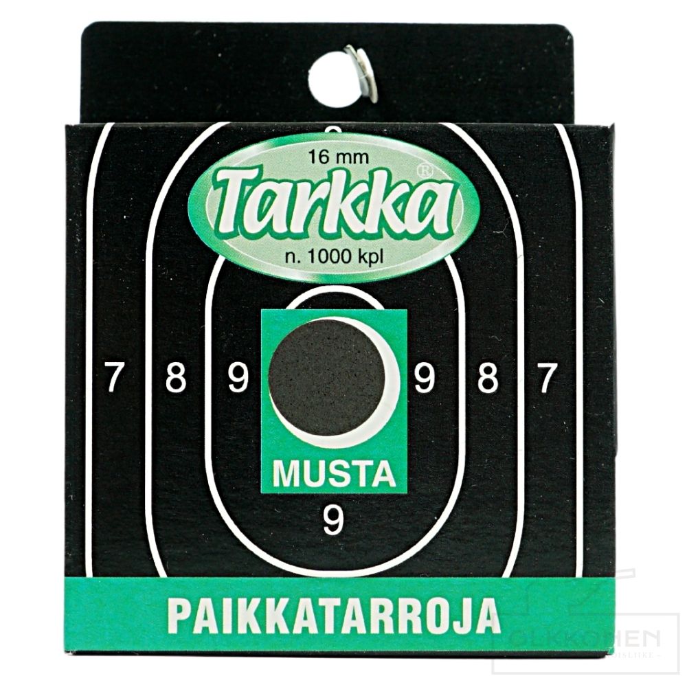 Paikkatarra  Tarkka 16 mm musta  1000kpl/rs                                                                              