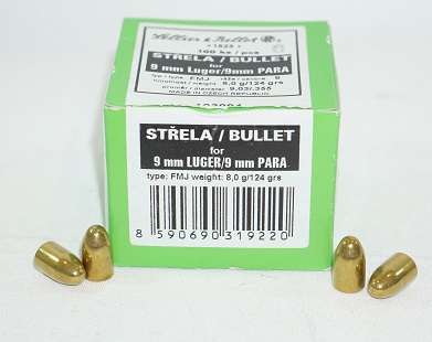 Sellier & Bellot 9mm Luger/ 9mm PARA, fmj luoti                                                               