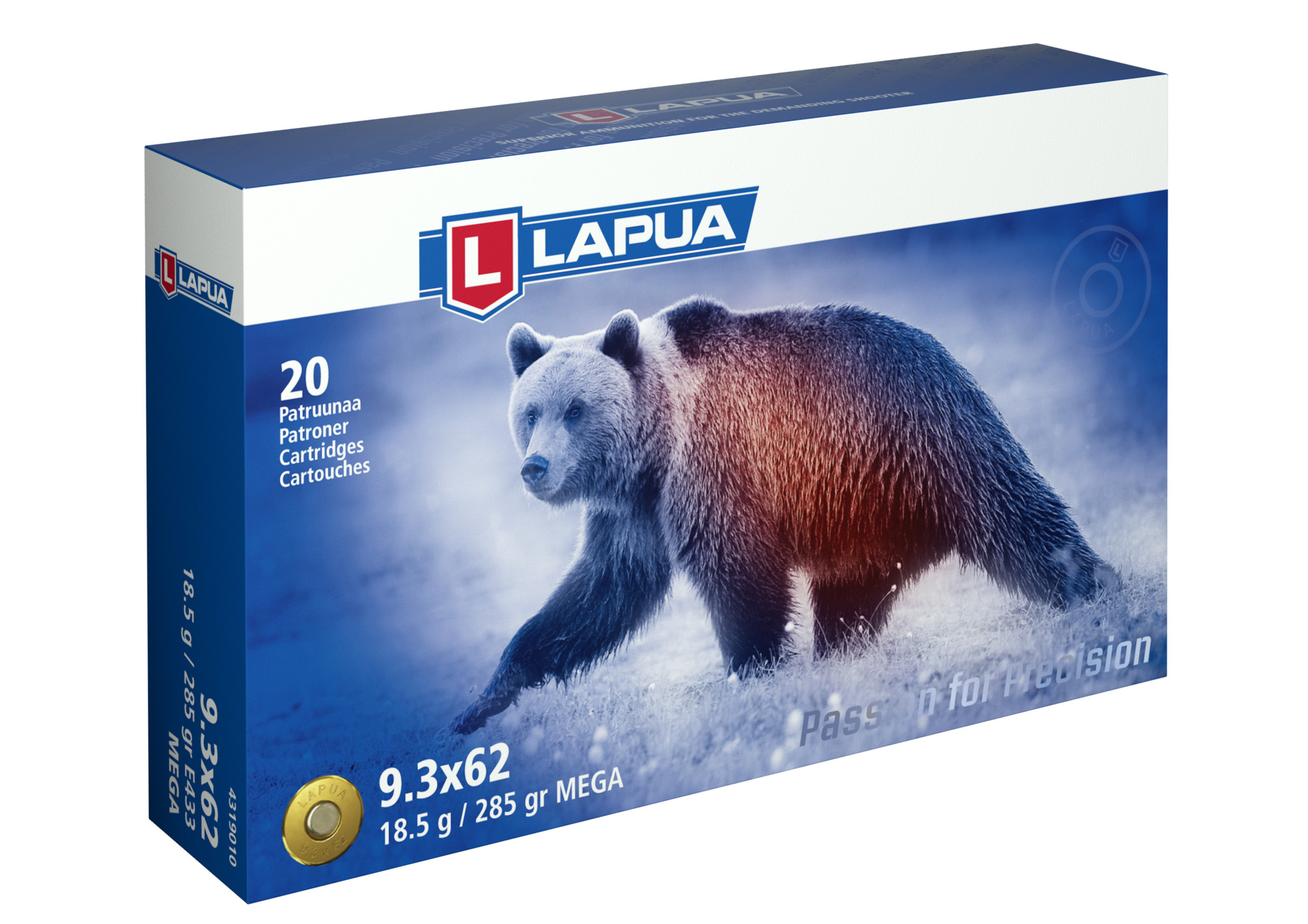 Lapua 9,3x62 Mega 18,5 g SP patruuna 20kpl/rs