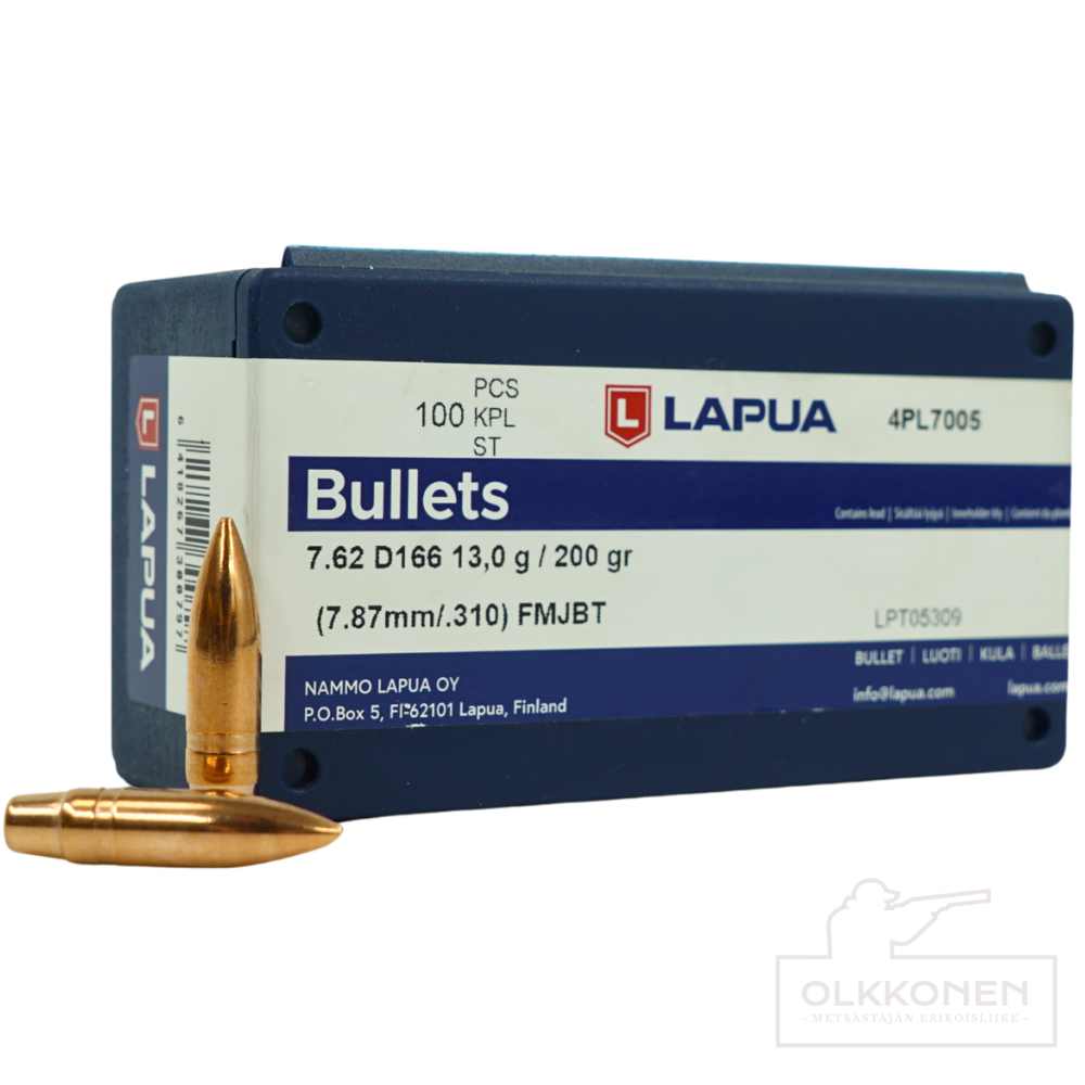 Lapua .30 FMJBT 13g D166 luoti 100 kpl/rs