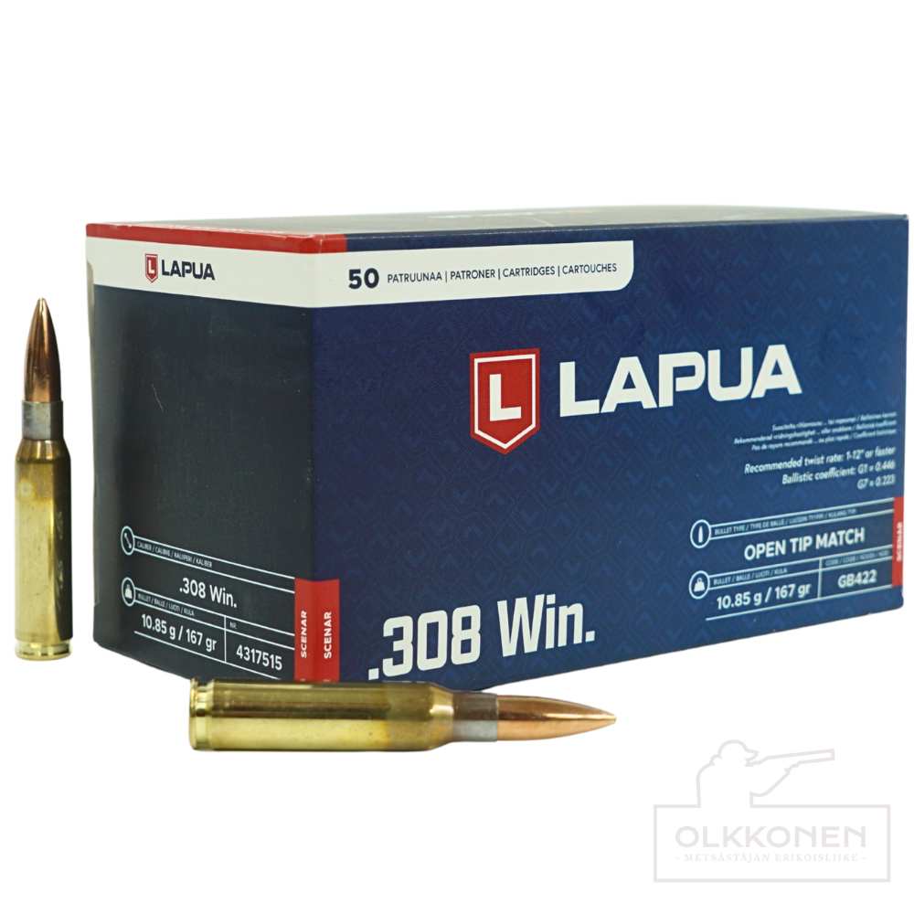 Lapua Scenar .308 Win 10,85 g patruuna 50 kpl/rs