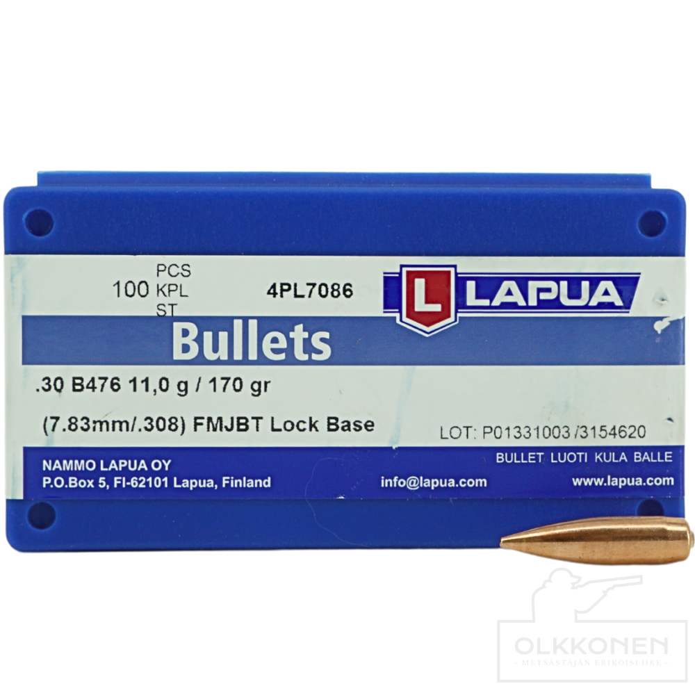 Lapua .30 Lock Base 11g B476 luoti 100 kpl/rs