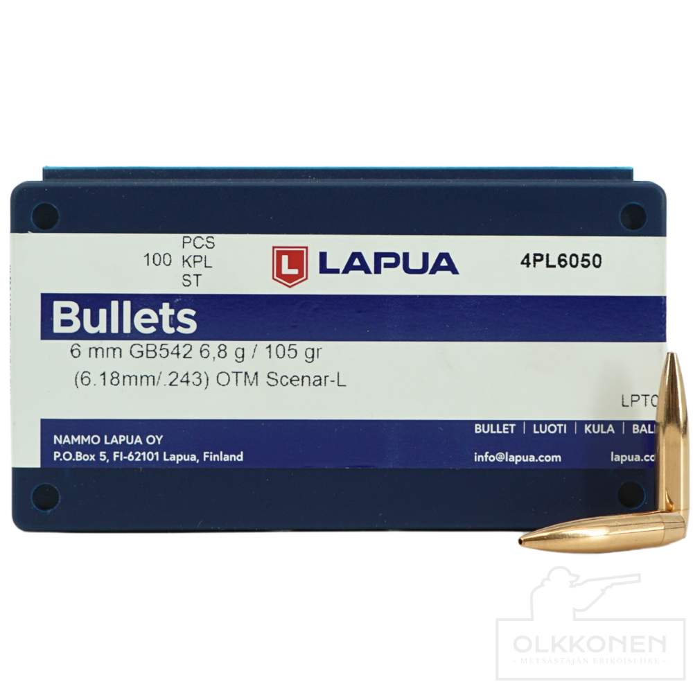 Lapua 6 mm Scenar L 6,8g GB542 HPBT luoti 100 kpl/rs