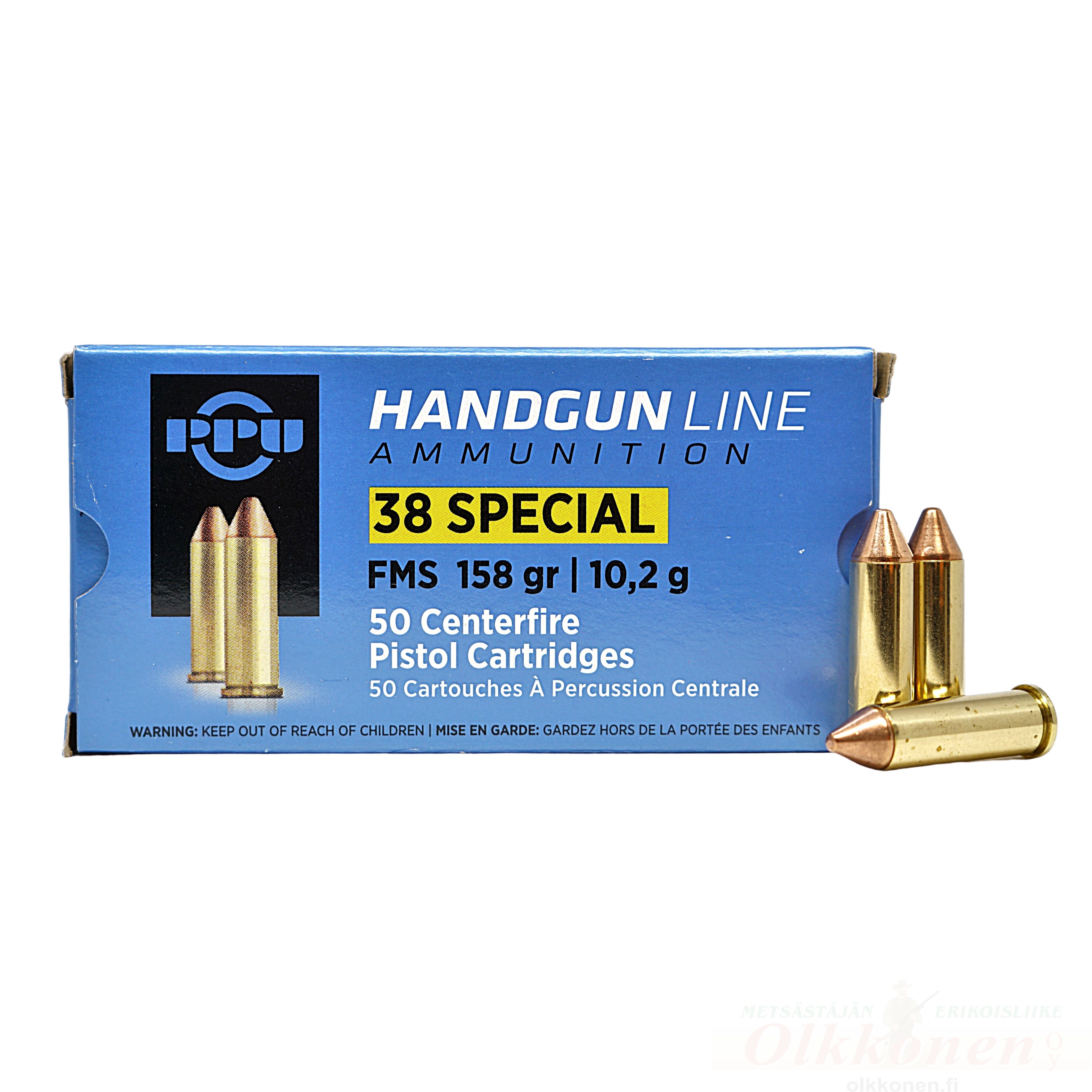 PPU .38 Special FMS 10,2g pistoolinpatruuna  50kpl/rs