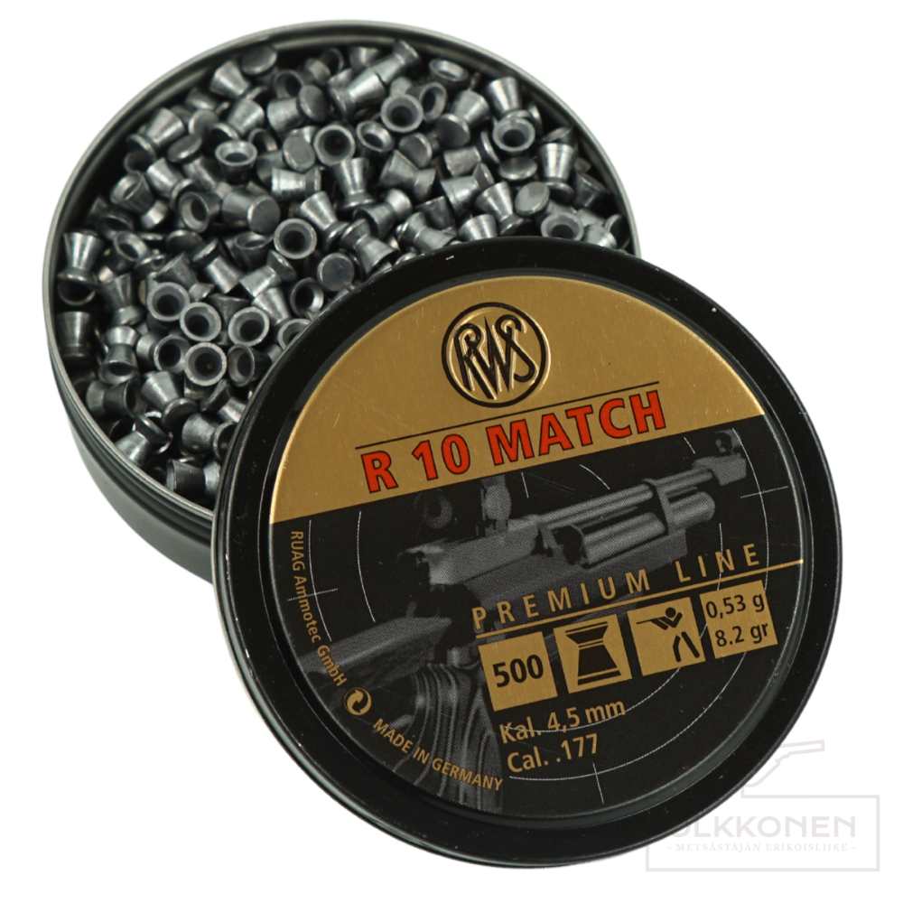 RWS R10 ilmakiv. luoti halk. 4,50 mm 0,53g 500kpl/rs RWS R10 ilmakiv. luoti halk. 4,50 mm 0,53g 500kpl/rs