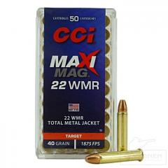 CCI 22 WMR maxi mag 580m/s 2,6 g FMJ luoti 50kpl/rs                                                           