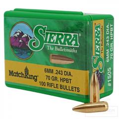 Sierra 6 mm MatchKing 70 gr HPBT 100kpl/rs