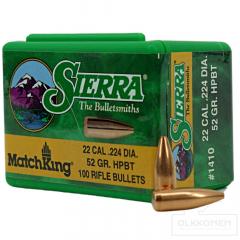 Sierra .22 52 gr HPBT Match 1410 luoti 100 kpl/pss